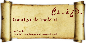 Csepiga Árpád névjegykártya